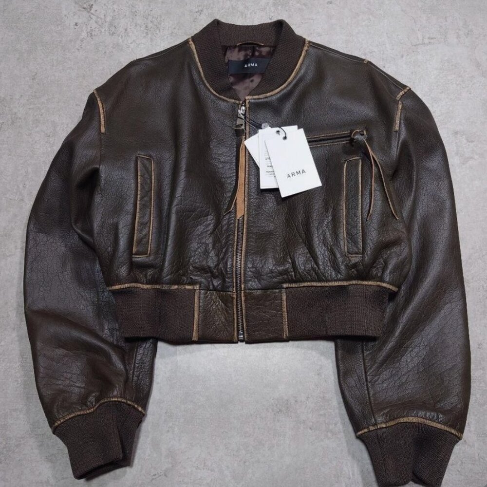 ARMA ELETTRA brown leather jacket, size 36